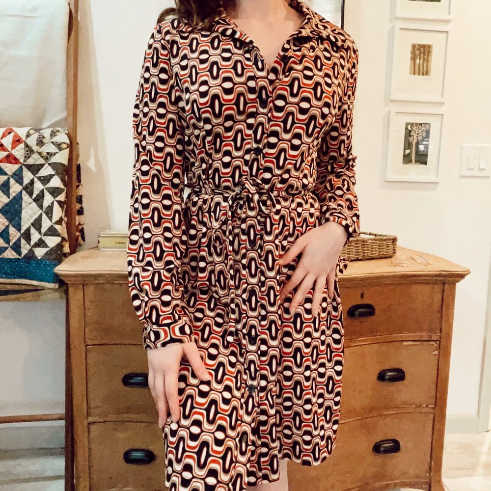 John Roberts 1990s Disco Print Dress (size US 12)